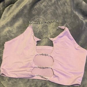 SHEIN Lilac Chain Accent Crop Top